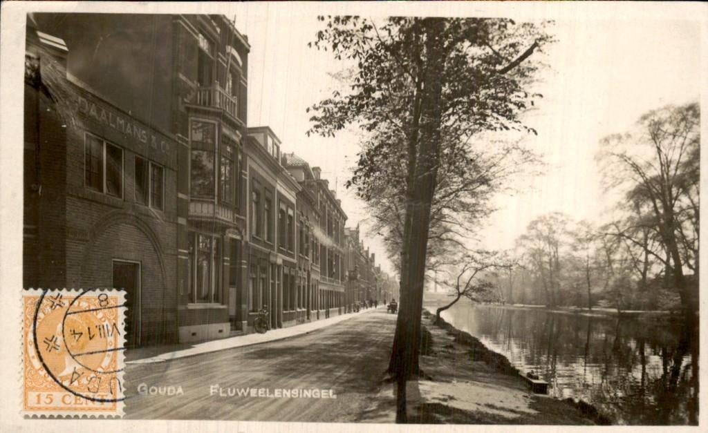 Gouda - Fluweelensingel - Fotokaart -  V.d. List, Verzamelen, Ansichtkaarten | Nederland, Ophalen of Verzenden, Voor 1920, Gelopen