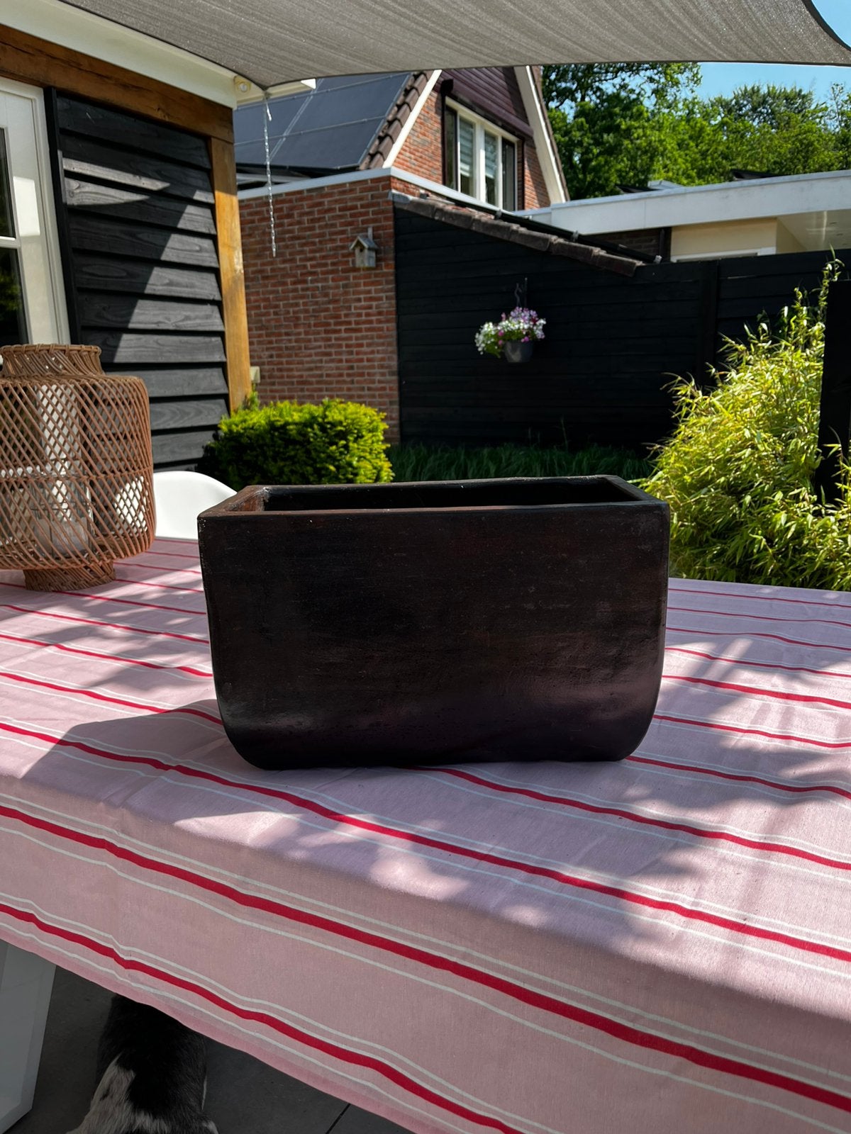 Grote bruine stenen bloembak 40x25, Tuin en Terras, Bloembakken en Plantenbakken, Ophalen, Steen, Minder dan 30 cm, Minder dan 60 cm