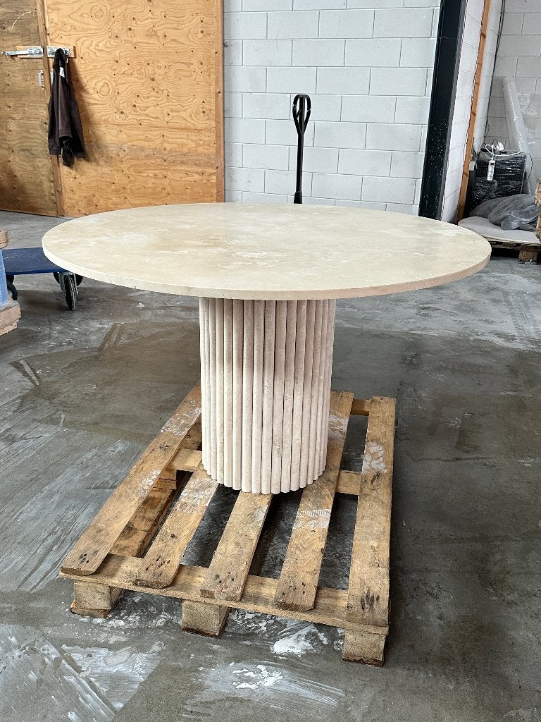 Eettafel Travertin Rond, Huis en Inrichting, Tafels | Eettafels, Ophalen, Japandi, Rond, 100 tot 150 cm