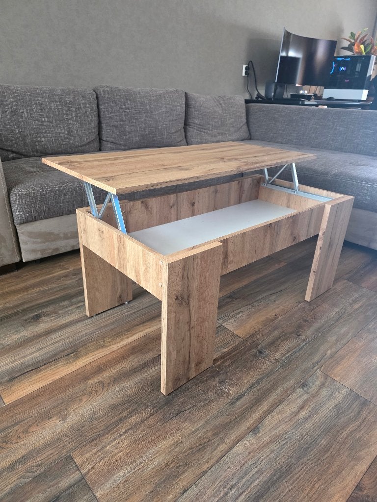 Eiken salontafel uitklapbaar met opbergruimte, Huis en Inrichting, Tafels | Salontafels, Ophalen, 100 tot 150 cm, 50 tot 100 cm