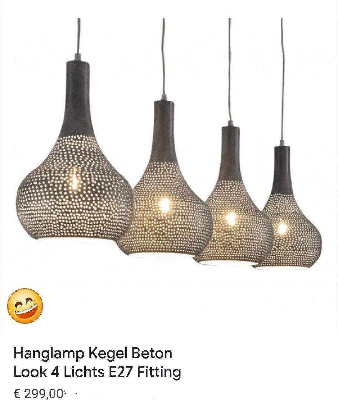 Hanglamp Kegel Beton Look 4 Lichts, Ophalen, Overige materialen, Industrieel, Modern, Zo goed als nieuw