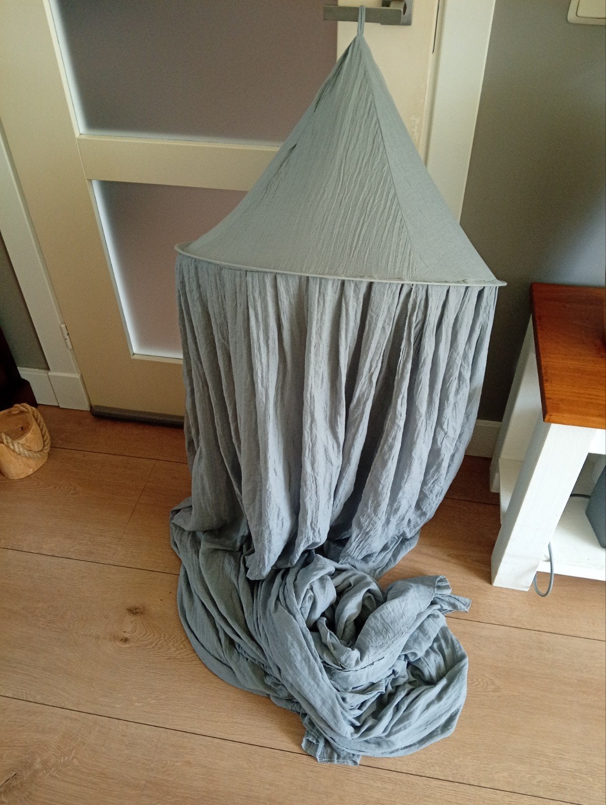 Klamboe / Bedhemel - Grijs, Kinderen en Baby's, Kinderkamer | Bedden, Zo goed als nieuw, Minder dan 140 cm, 70 tot 85 cm, Ophalen