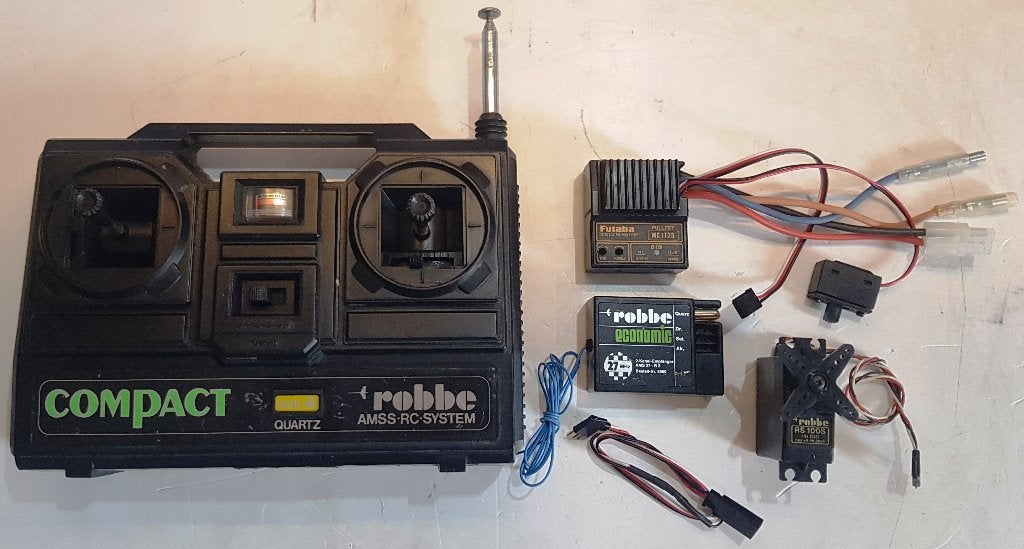 Vintage Robbe Compact zenderset 27.145Mhz met Futaba ESC, Elektro, Gebruikt, Verzenden, Schaal 1:10