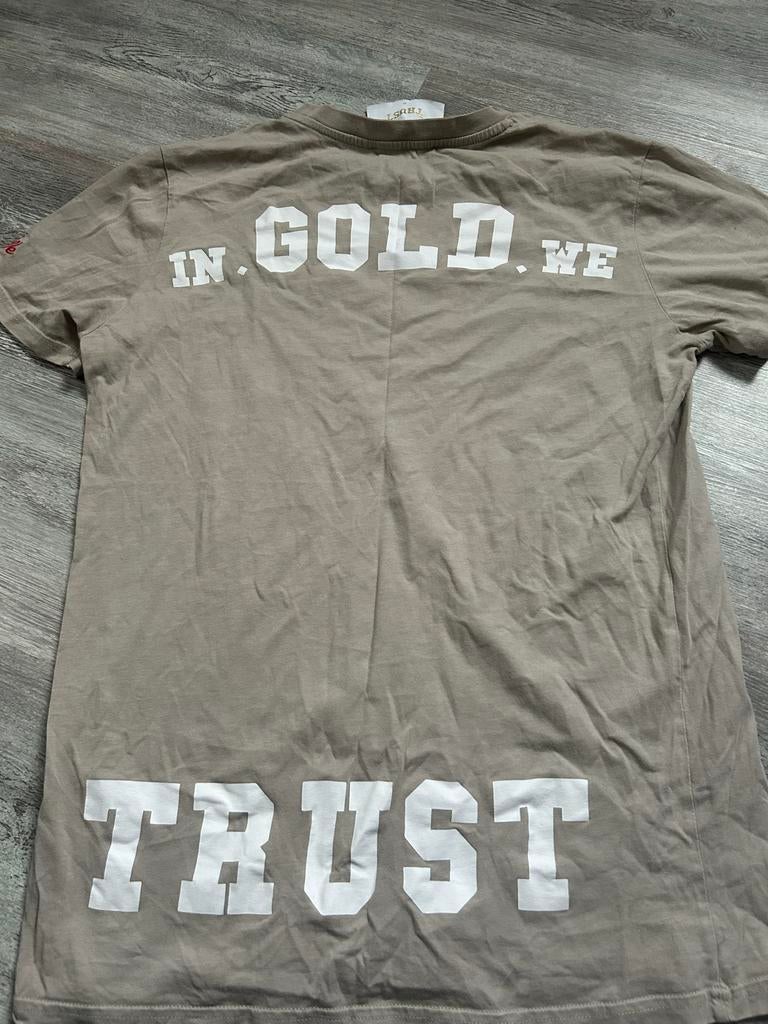Gold We Trust T-shirt Maat M, Kleding | Dames, Ophalen of Verzenden, Zo goed als nieuw, Beige