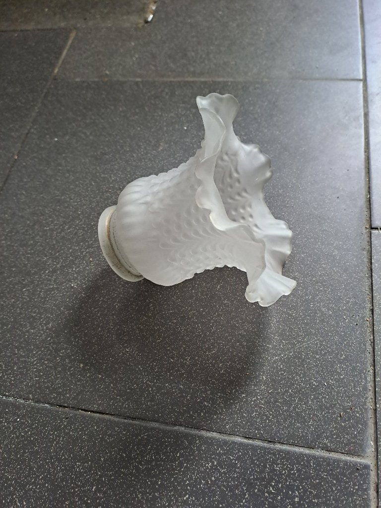 Glazen lampenkapje rolmodel., Huis en Inrichting, Ophalen, Gebruikt, Wit, Rond