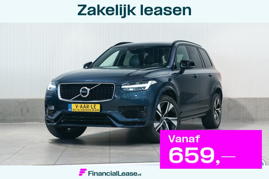 Volvo XC90 T8 Aut. R-Design ACC Luchtvering Leder Parkeercam, Zwart, 4 cilinders, Blauw, 7 stoelen