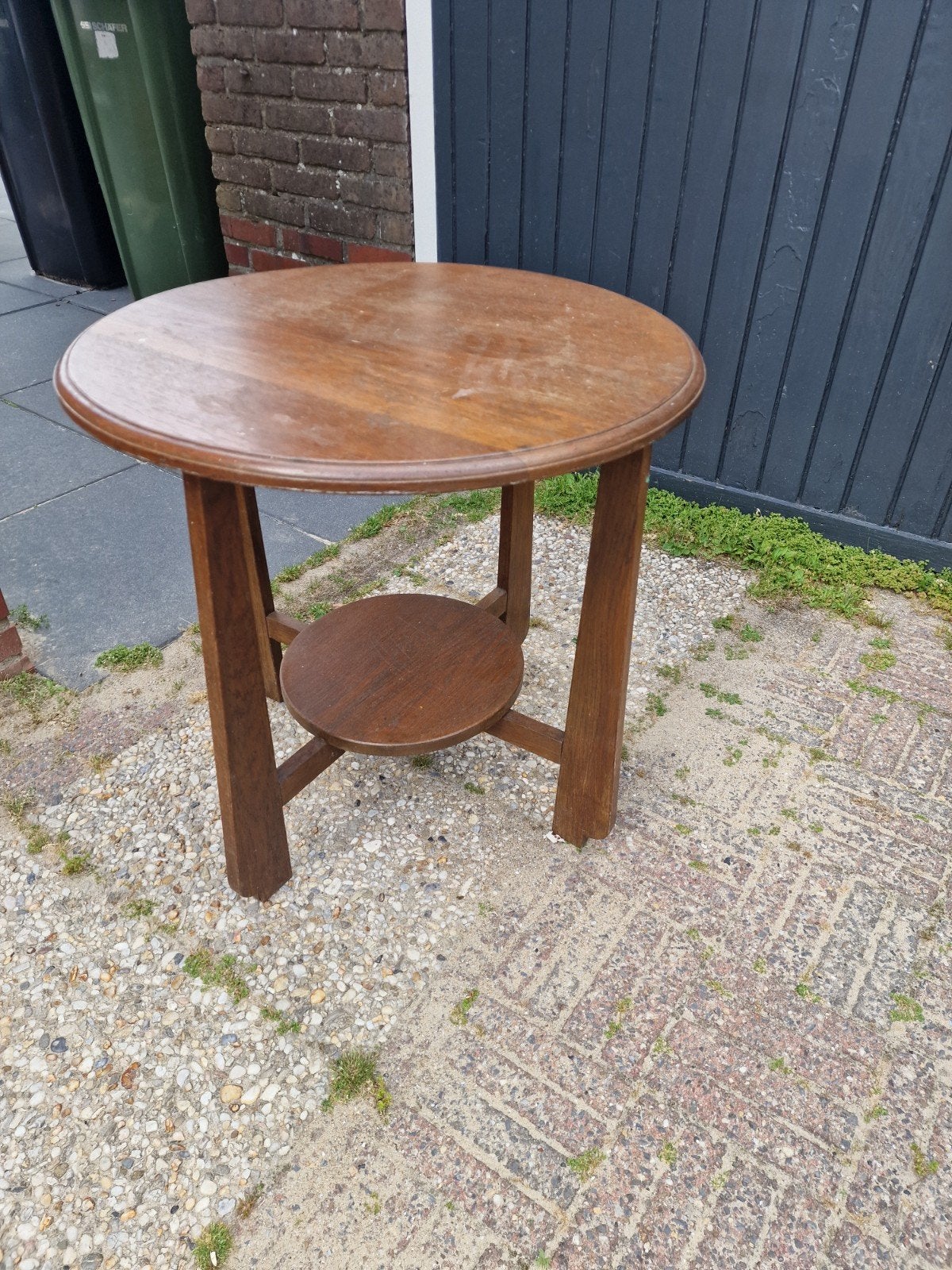 Oud houten tafeltje antiek art deco Amsterdamse school stijl, Ophalen