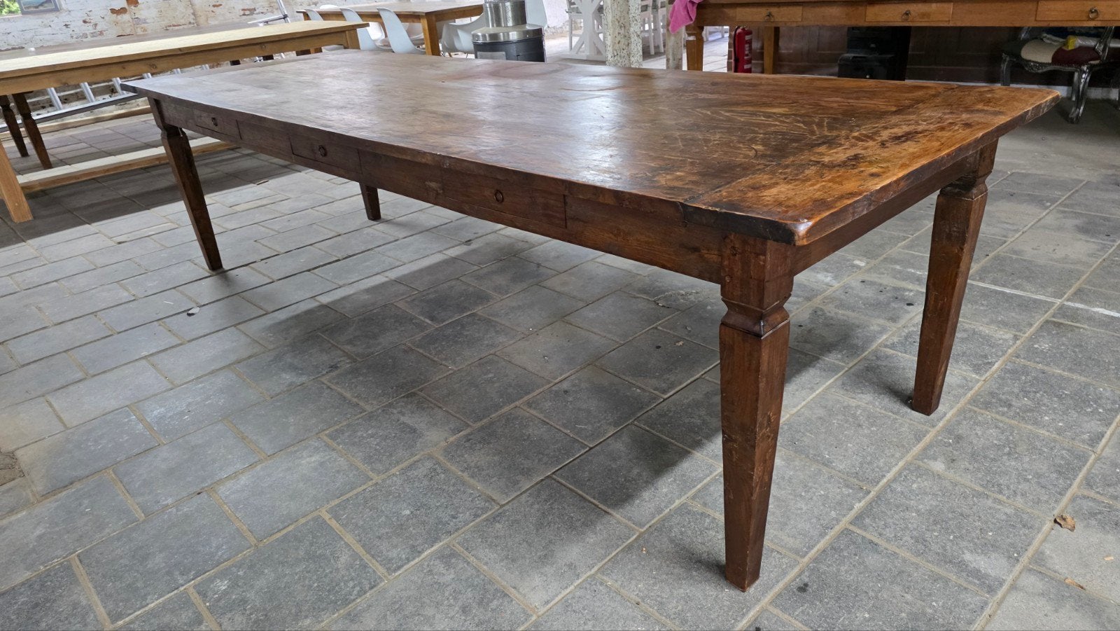300 cm lange boerentafel authentiek met karakter, Gebruikt, 200 cm of meer, Ophalen of Verzenden, Nb