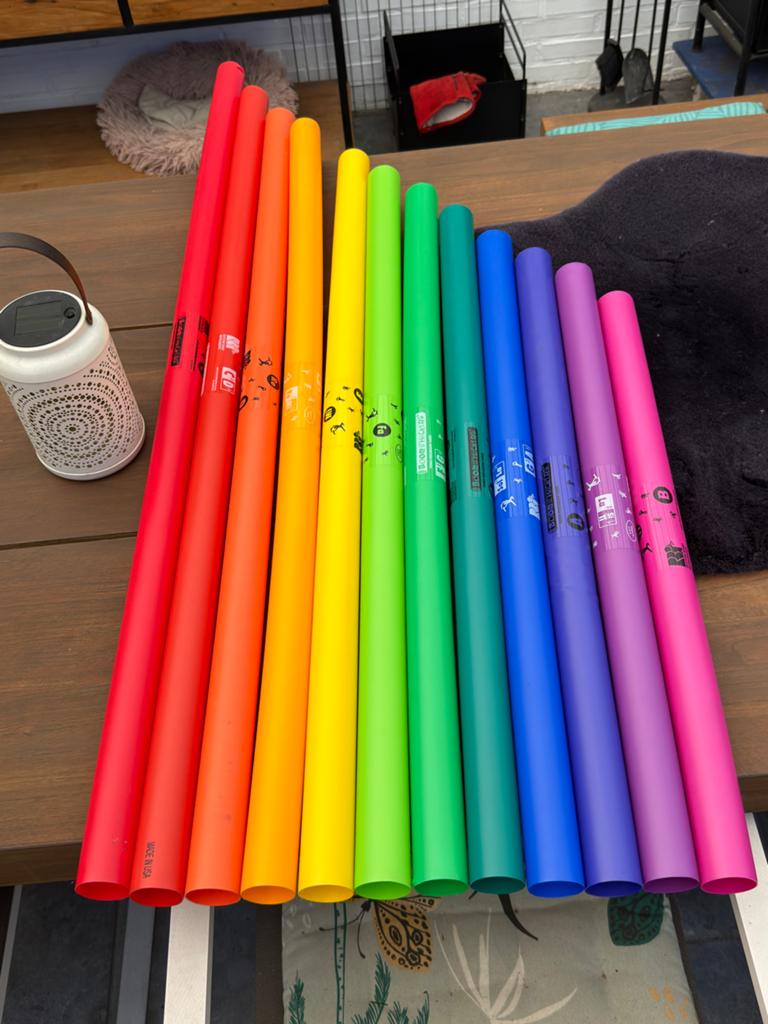 Boomwhackers set 12-delig met tas - Zo goed als nieuw, Ophalen, Zo goed als nieuw