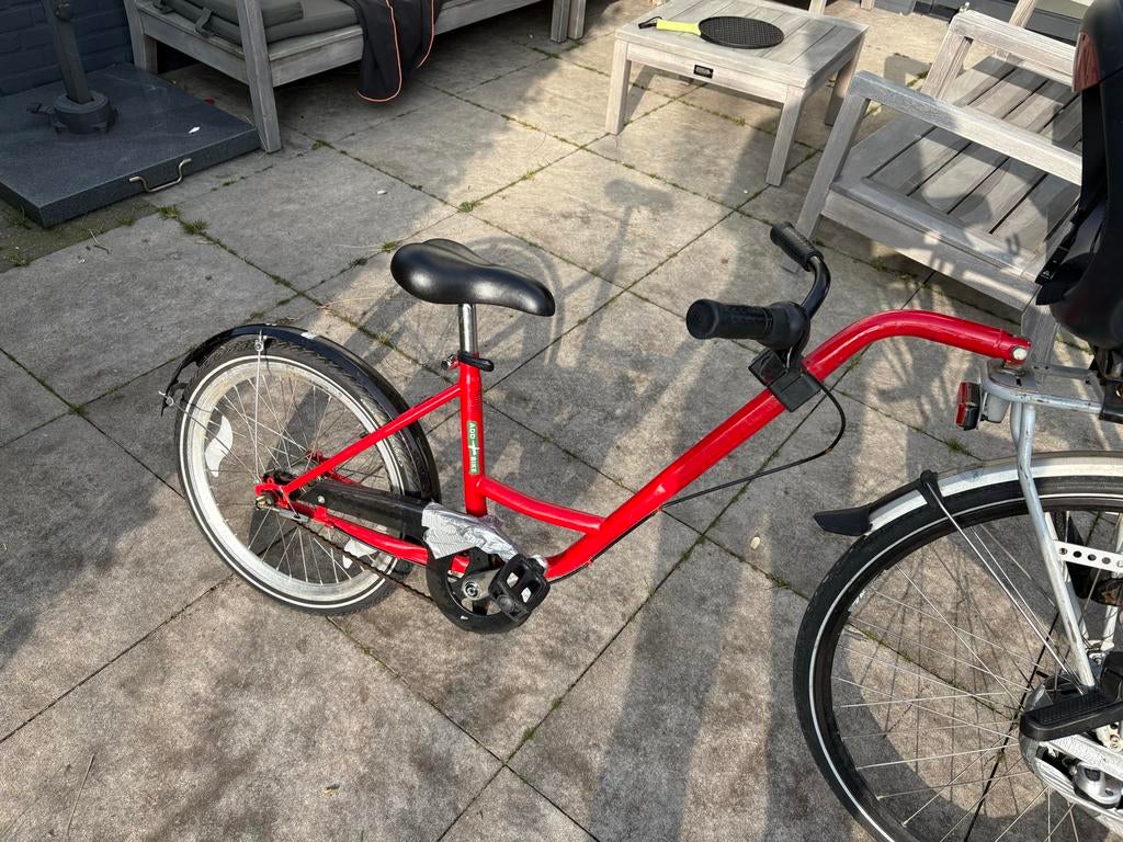 Koppelbare tandem fiets kind - Inclusief bagagedrager, Fietsen en Brommers, Fietsen | Tandems, Gebruikt, Minder dan 10 versnellingen