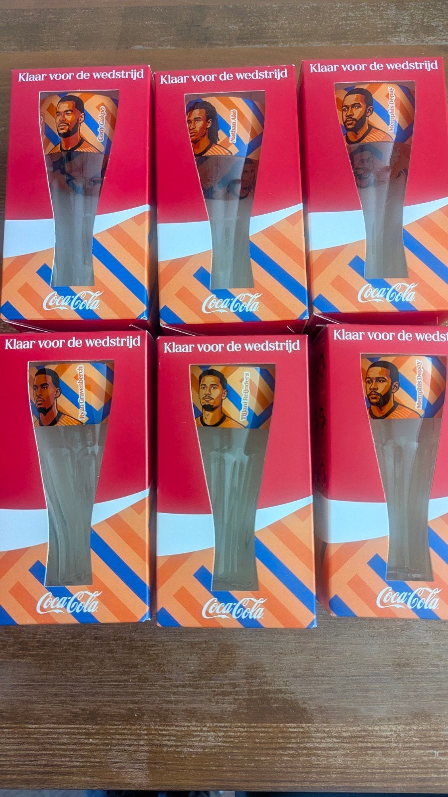 Coca Cola WK glazen - Memphis Depay, Cody Gakpo, Nathan Aké, Ophalen of Verzenden, Nieuw