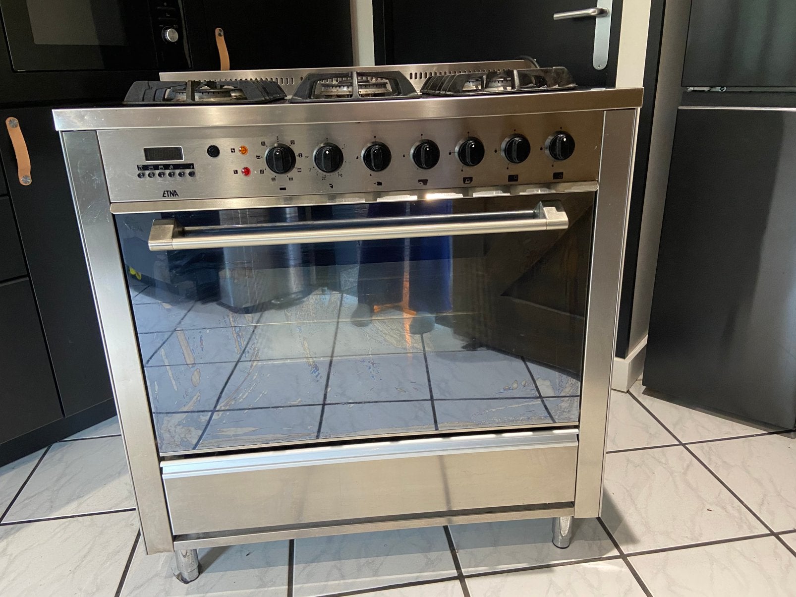 Gratis op te halen etna gasfornuis & oven (1910W-RVS), Witgoed en Apparatuur, Fornuizen, Gebruikt, Hete lucht, 60 cm of meer, Ophalen of Verzenden