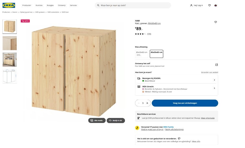 Ikea Ivar kast - nieuw in doos, Ophalen, Nieuw