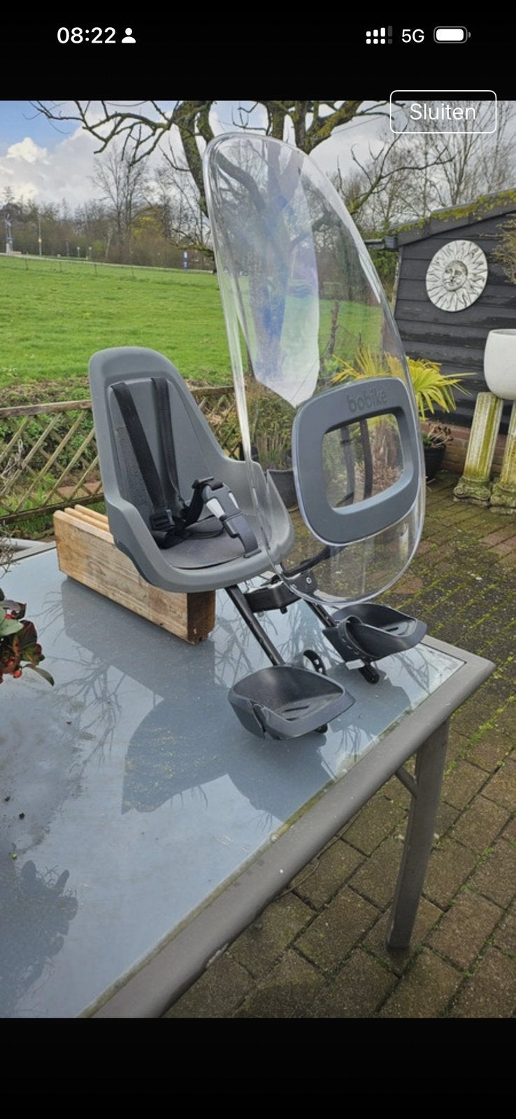Bobike fietsstoeltje met scherm ZGAN, Fietsen en Brommers, Fietsaccessoires | Fietsstoeltjes, 0 t/m 10 kg, Voetsteuntjes, Bobike voorzitje
