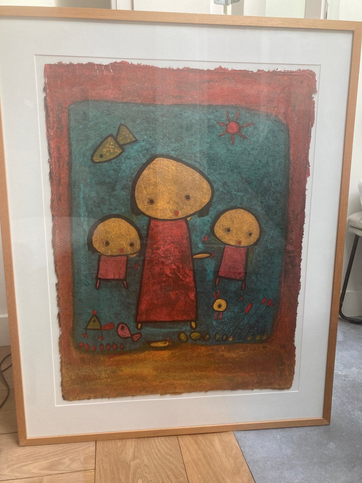 Zeefdruk van Giovanni Vetere, Antiek en Kunst, Kunst | Litho's en Zeefdrukken, Ingelijst, Ophalen, Portret en Figuren, Zeefdruk
