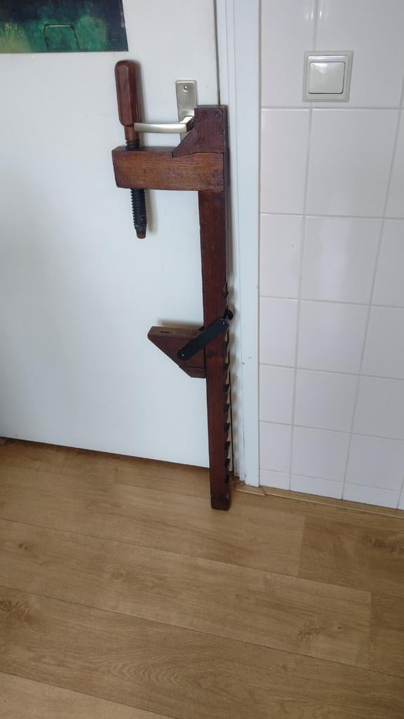 Grote antieke houten lijmtang 1 meter 15 lang, Antiek en Kunst, Ophalen