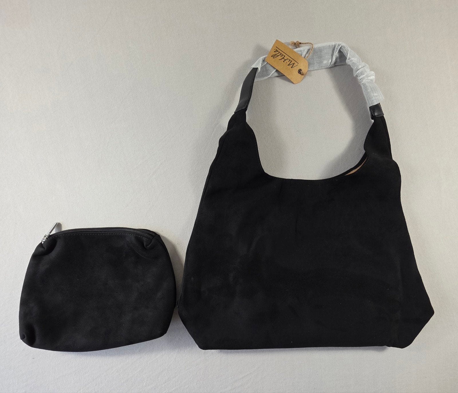 Shopper Set Suede Look 43x28x12.5cm. Zwart., Verzenden, Zwart, Shopper, Onbekend