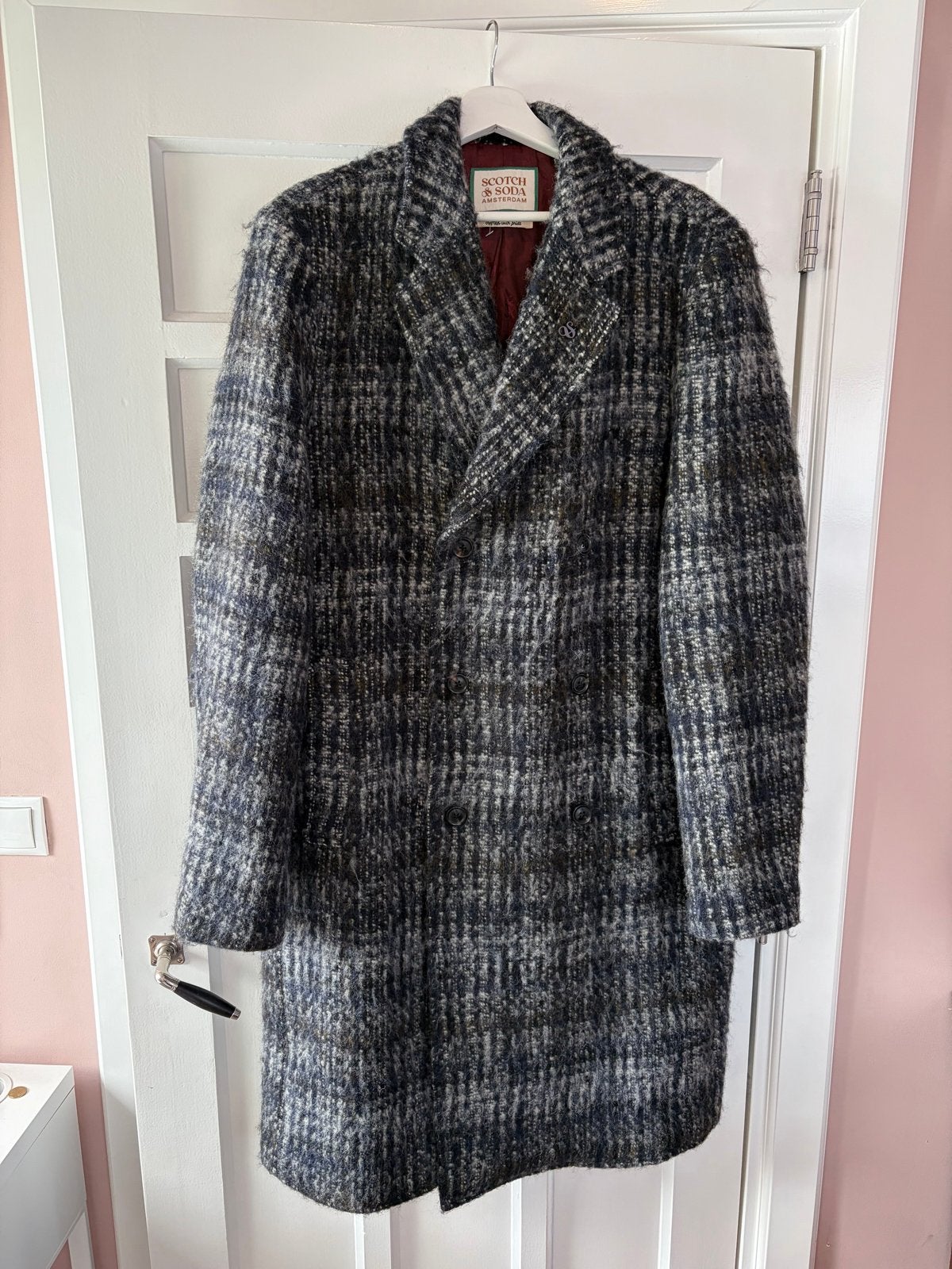 Prachtige wollen lange jas van Scotch & Soda, Kleding | Heren, Ophalen, Zo goed als nieuw, Maat 56/58 (XL), Meerkleurig