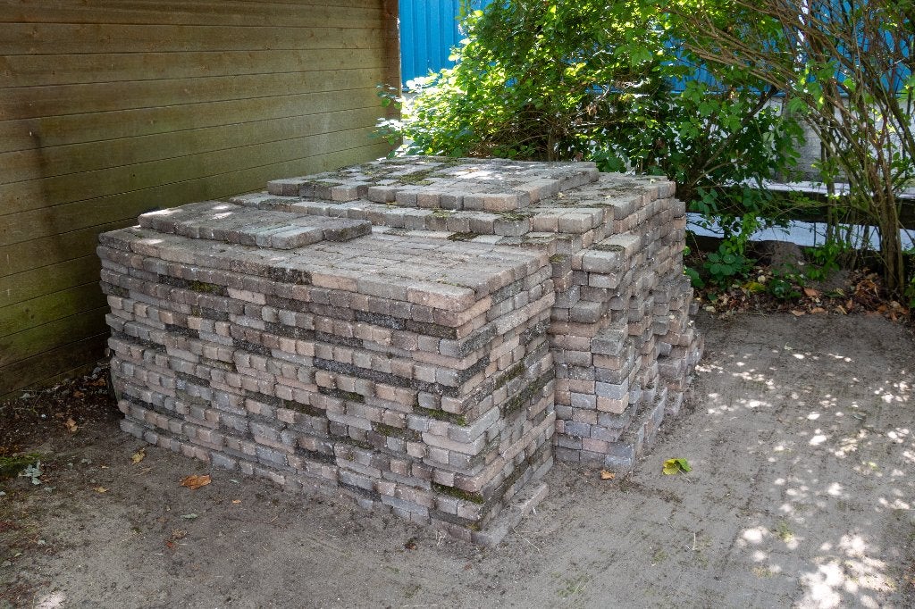 Klinkers 10x10x6 / 10x10x8 / 20x5x8 (75 m2), Tuin en Terras, Ophalen, Gebruikt, Klinkers, 10 m² of meer