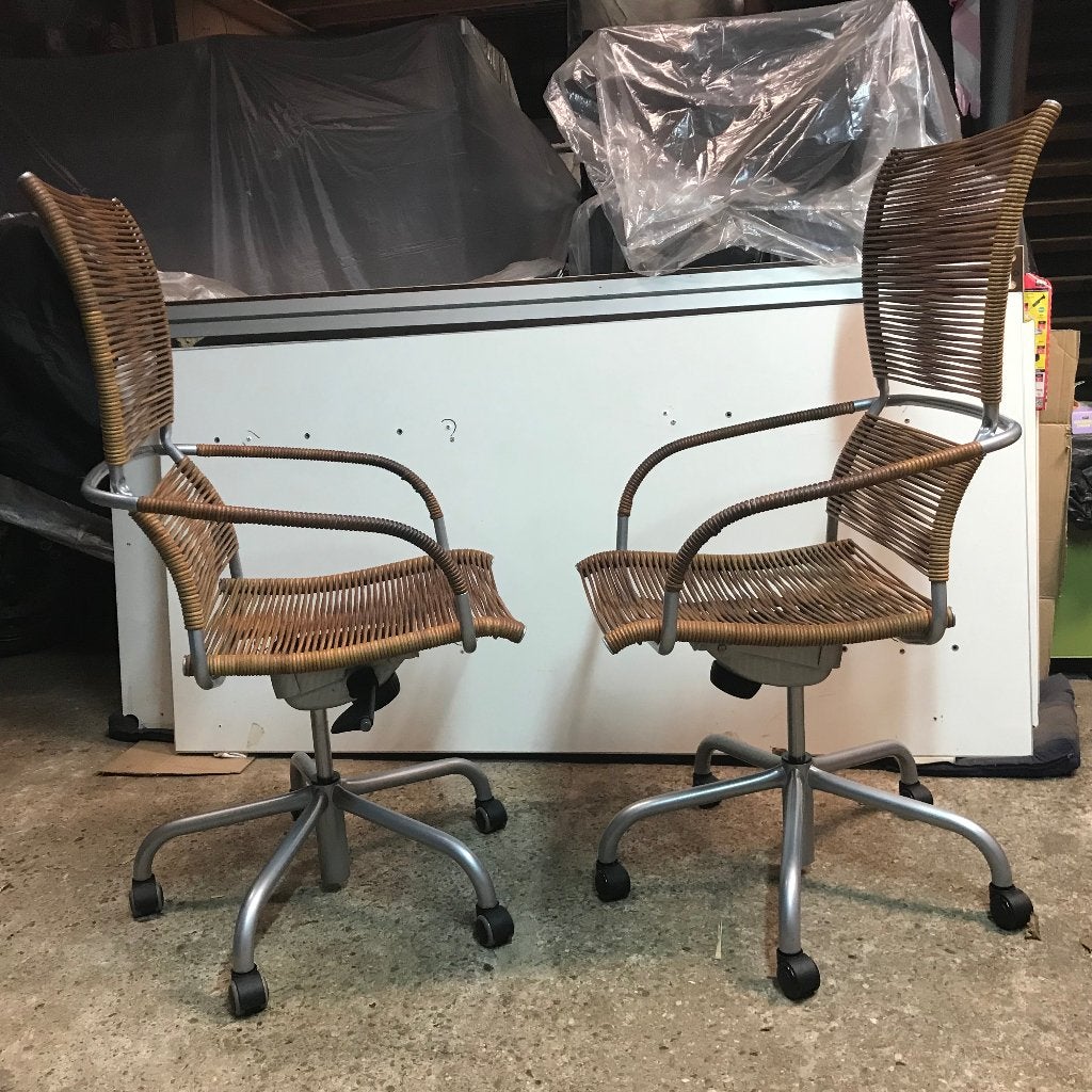 2 Bureaustoel stoel Bonacina Elle Miss B design leer vintage, Gebruikt, Zwart, Ophalen of Verzenden, Nvt