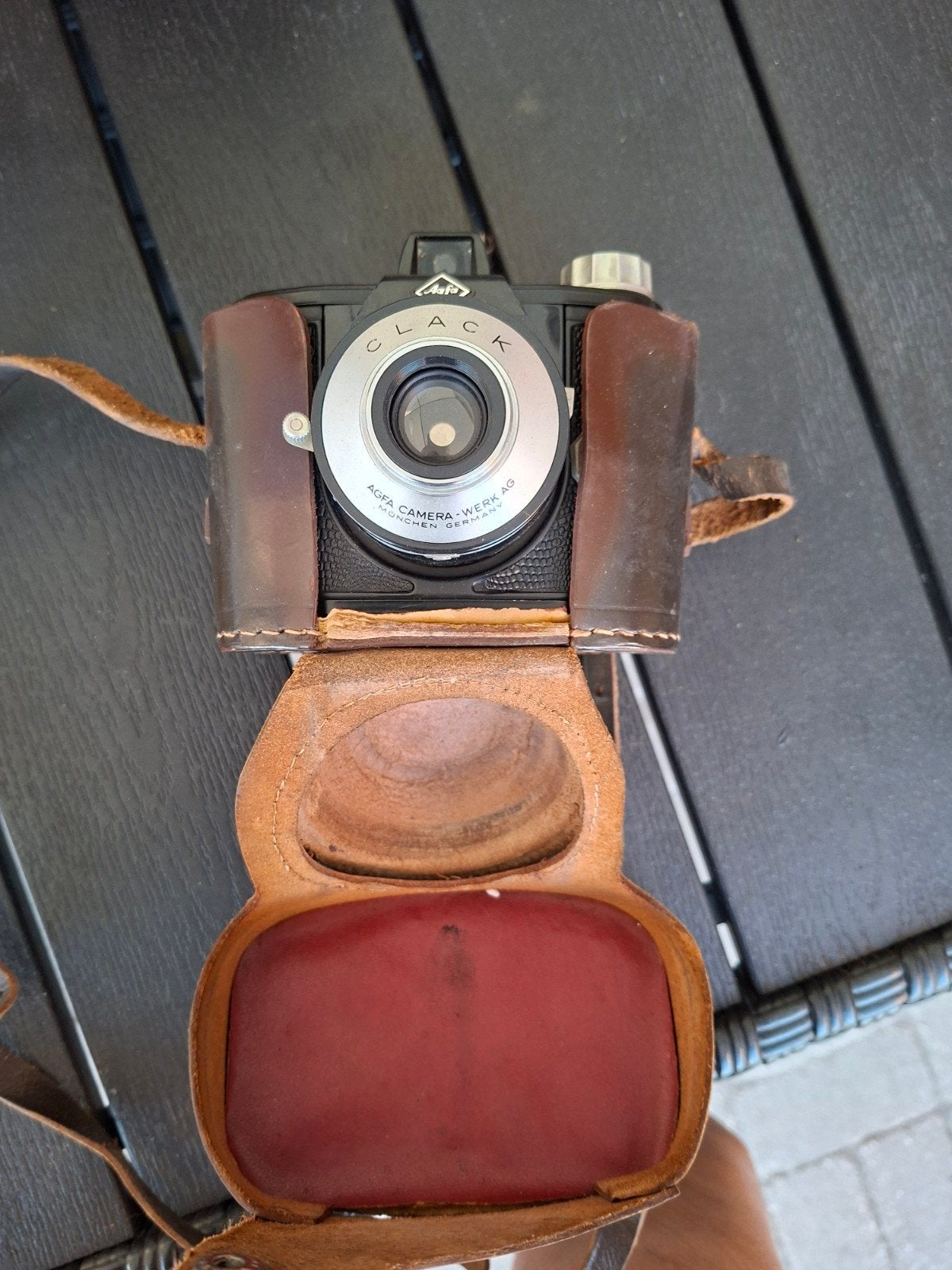 Agfa Clack camera met leren tasje - Vintage camera, Audio, Tv en Foto, Fotocamera's Analoog, Ophalen of Verzenden, Gebruikt, Compact