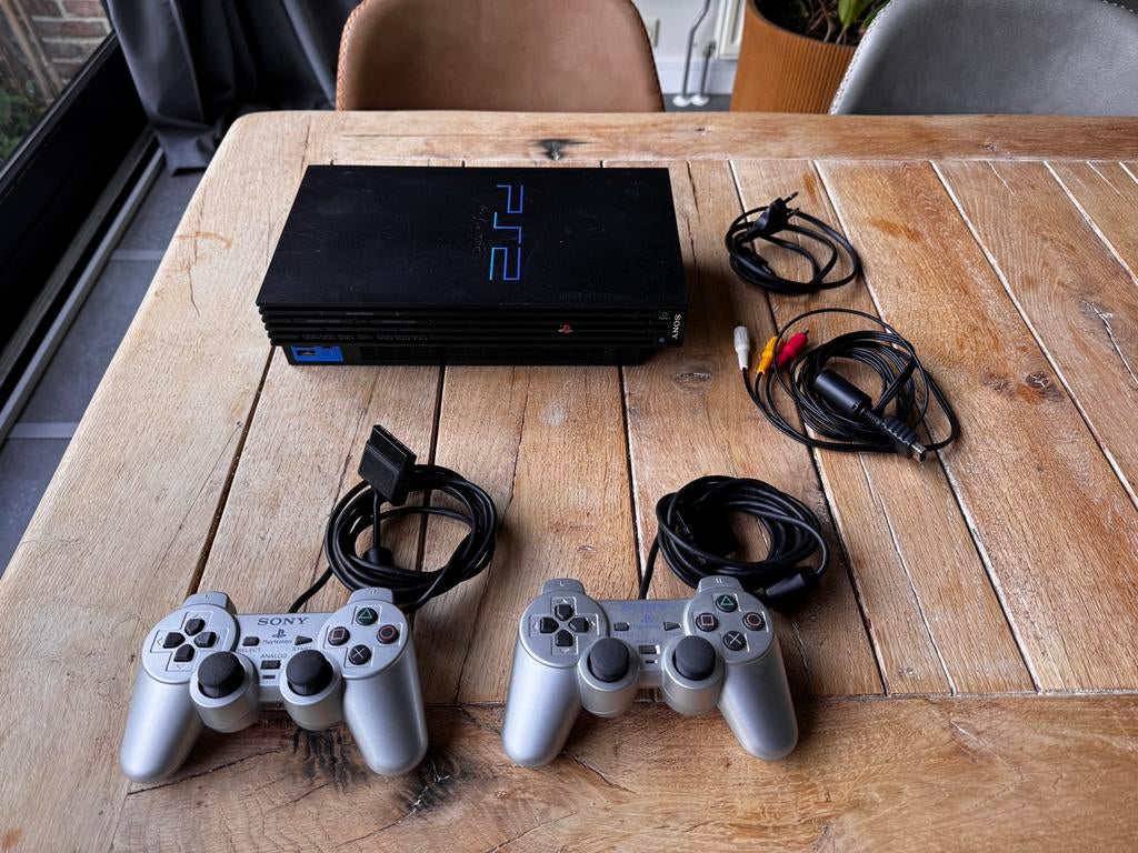 Playstation 2 Phat - 2 controllers & memory cards, Gebruikt, Met 2 controllers, Ophalen of Verzenden, Met geheugenkaart