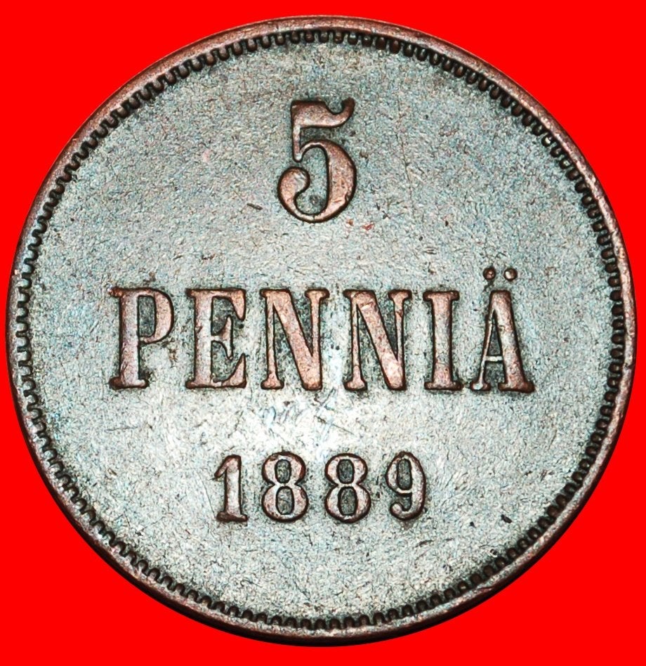 Ⰺ TYPE 1888-1892: FINLAND russia, USSR 5 PENCE 1889~UNCOMMON, Ophalen of Verzenden, Rusland, Losse munt
