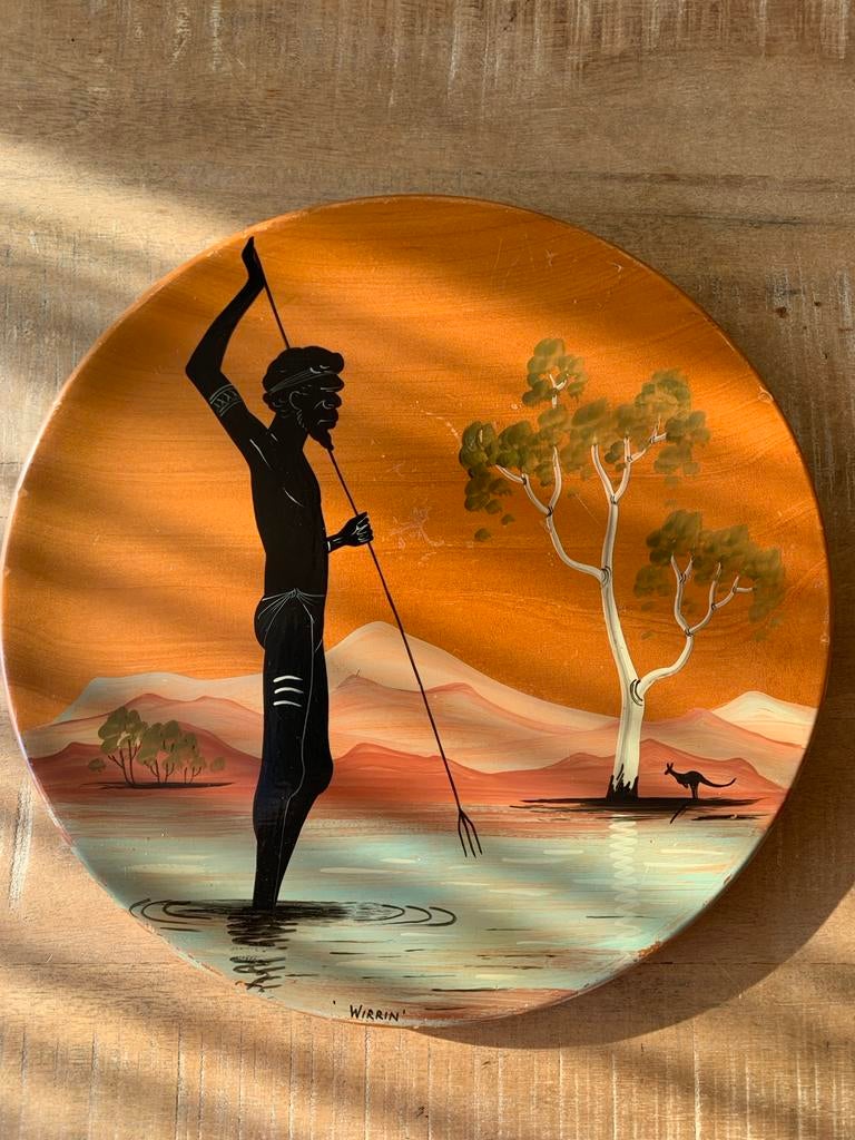 Decoratief bord met Aboriginal kunst, Antiek en Kunst, Ophalen