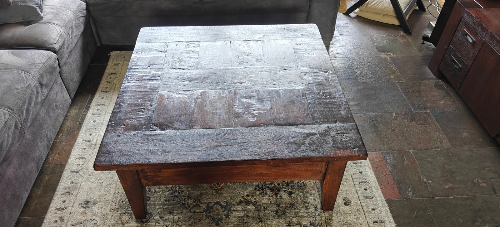 Massief Koloniale Salontafel - 100x100x45 cm, Ophalen, Gebruikt, Koloniaal, Vierkant