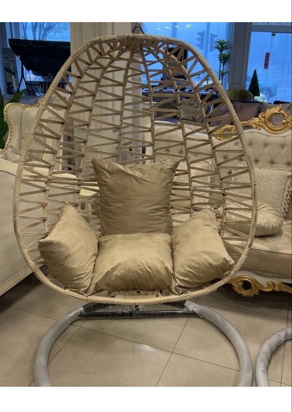 Comfortabele hangstoel met kussens - Nieuw, Huis en Inrichting, Kunststof, Overige kleuren, Nieuw, Ophalen of Verzenden