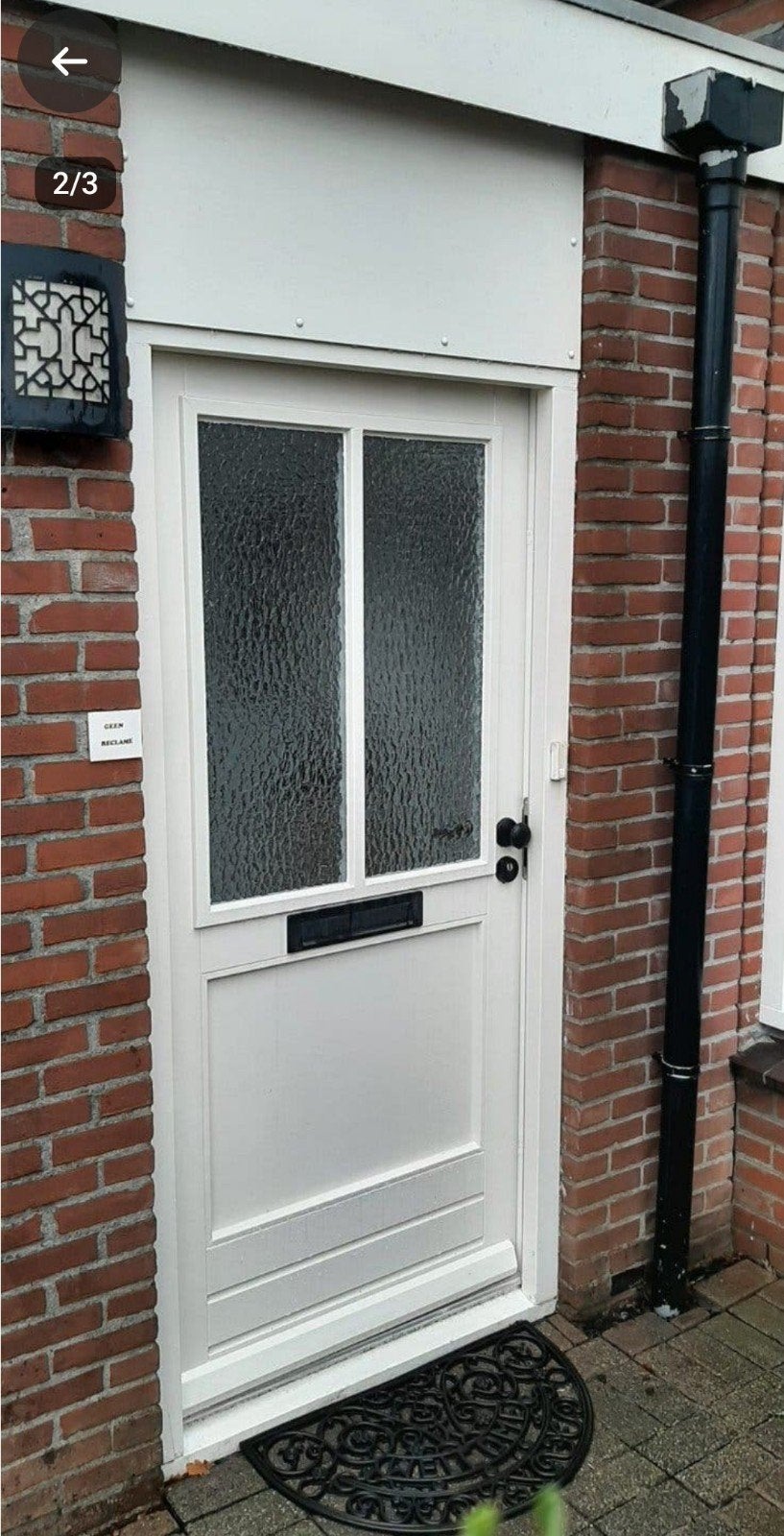 Witte buitendeur met glas en brievenbus (200,5x93cm), Ophalen, Gebruikt, 80 tot 100 cm, Buitendeur