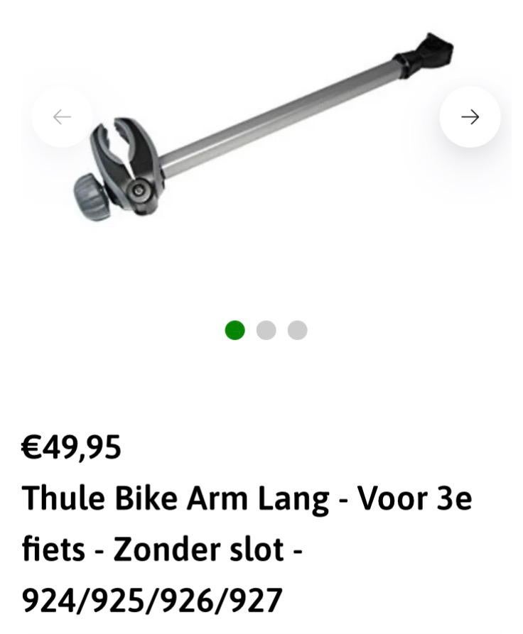 Thule bevestigingsarm lang (3e fiets), Auto diversen, Fietsendragers, Nieuw, Ophalen of Verzenden