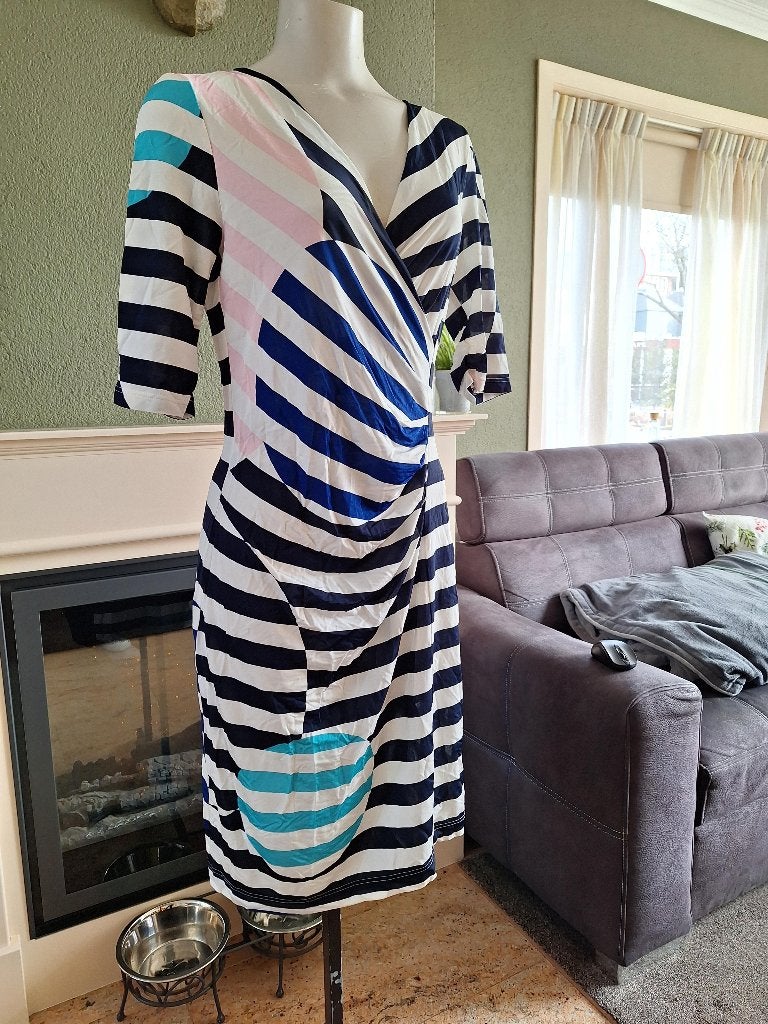 Luisa Cerano jurk M 38 blauw wit, Kleding | Dames, Jurken, Maat 38/40 (M), Zo goed als nieuw, Verzenden, Blauw
