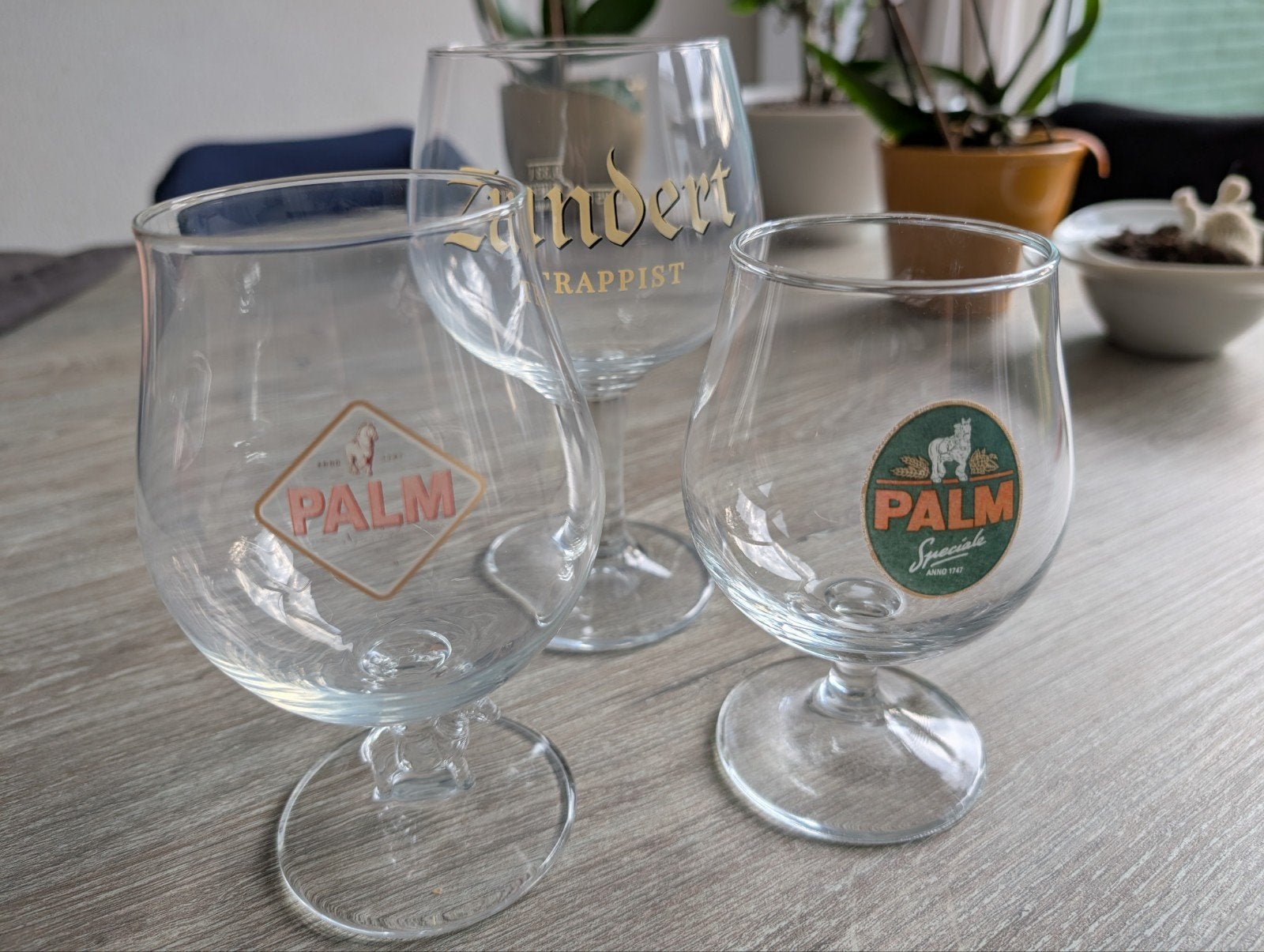 3 Bierglazen: Palm en Zundert Trappist (gratis), Ophalen, Gebruikt, Bierglas