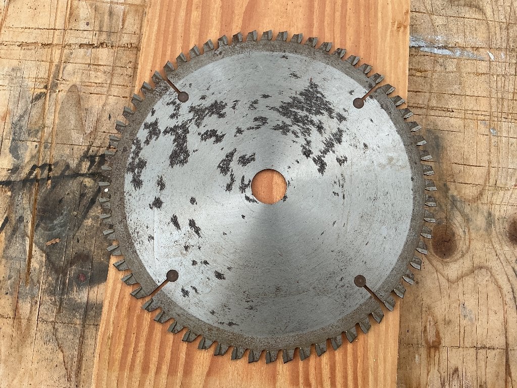 Trespa zaagblad geslepen 64 tanden, Gebruikt, Verzenden, Afkortzaag, 30 tot 70 mm