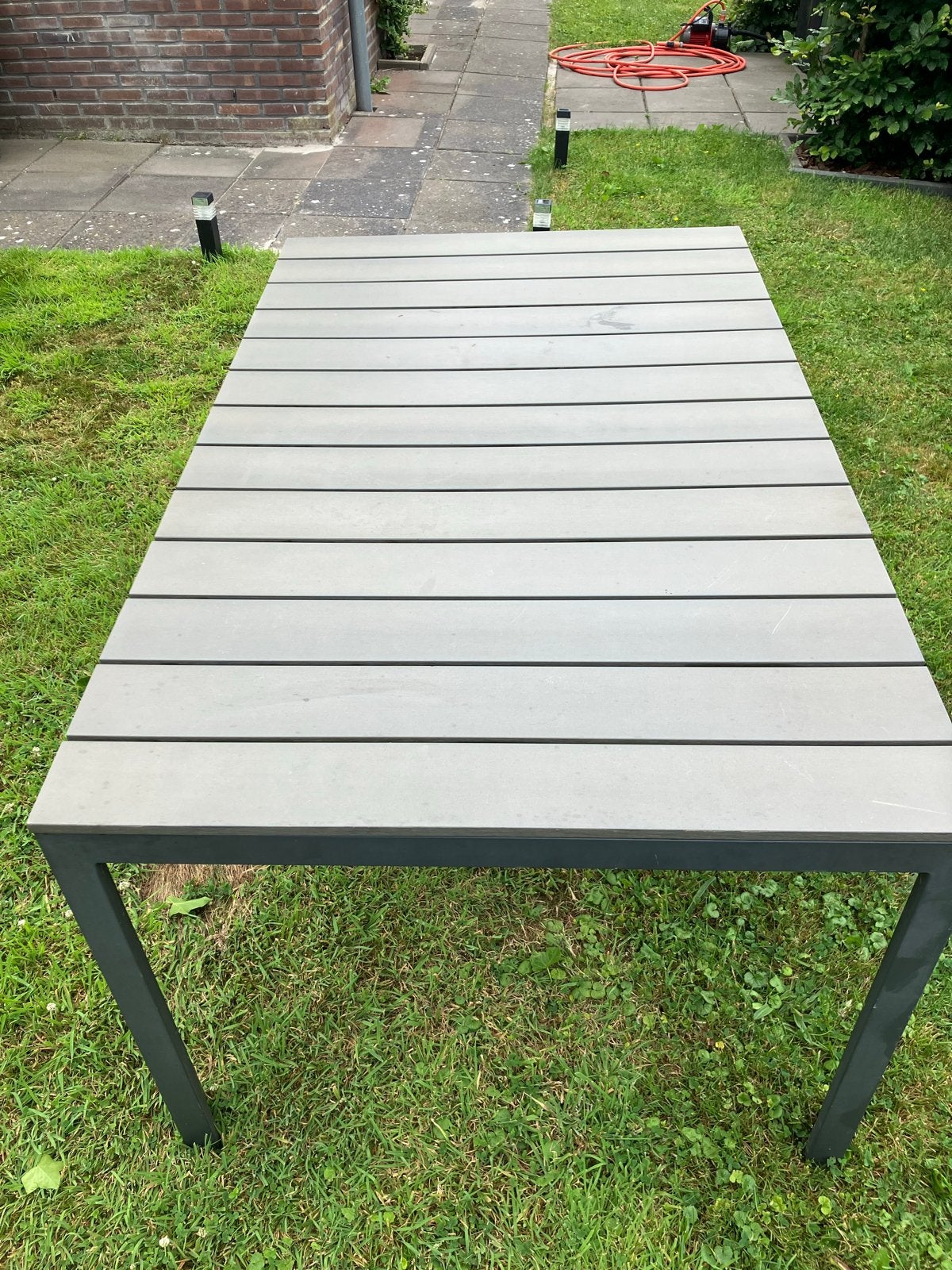 Tuintafel met aluminium frame en composiet blad, Ophalen, Gebruikt, Rechthoekig, Aluminium