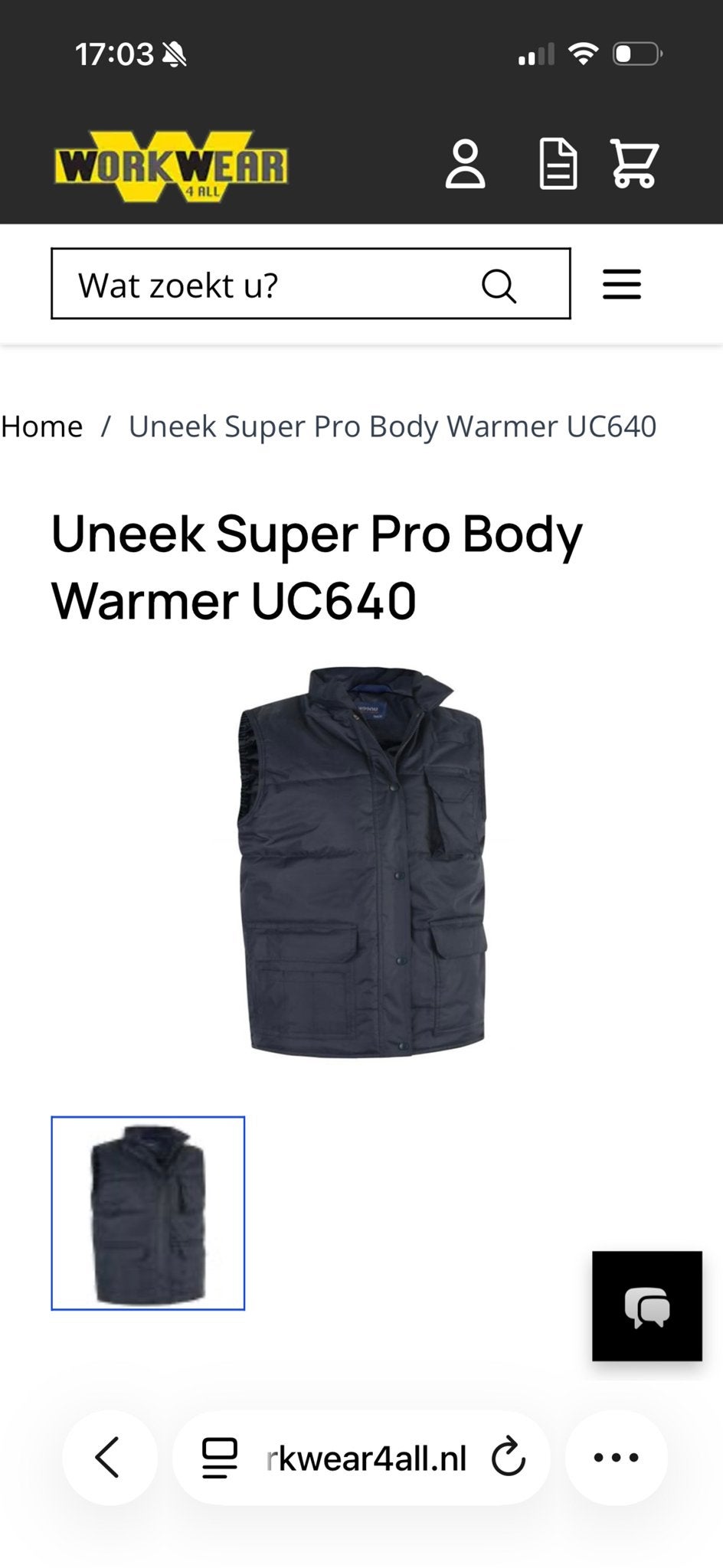 Bodywarmer UC640 Maat L - Nieuw, Ophalen of Verzenden, Nieuw, Blauw