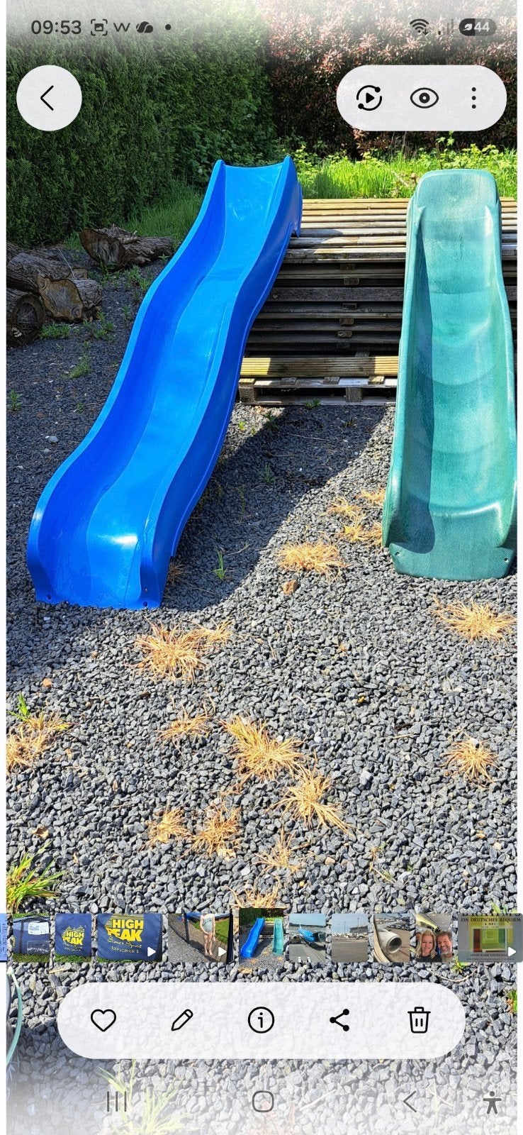 Blauwe en groene glijbaan voor speeltuin, Ophalen, Gebruikt, Glijbaan