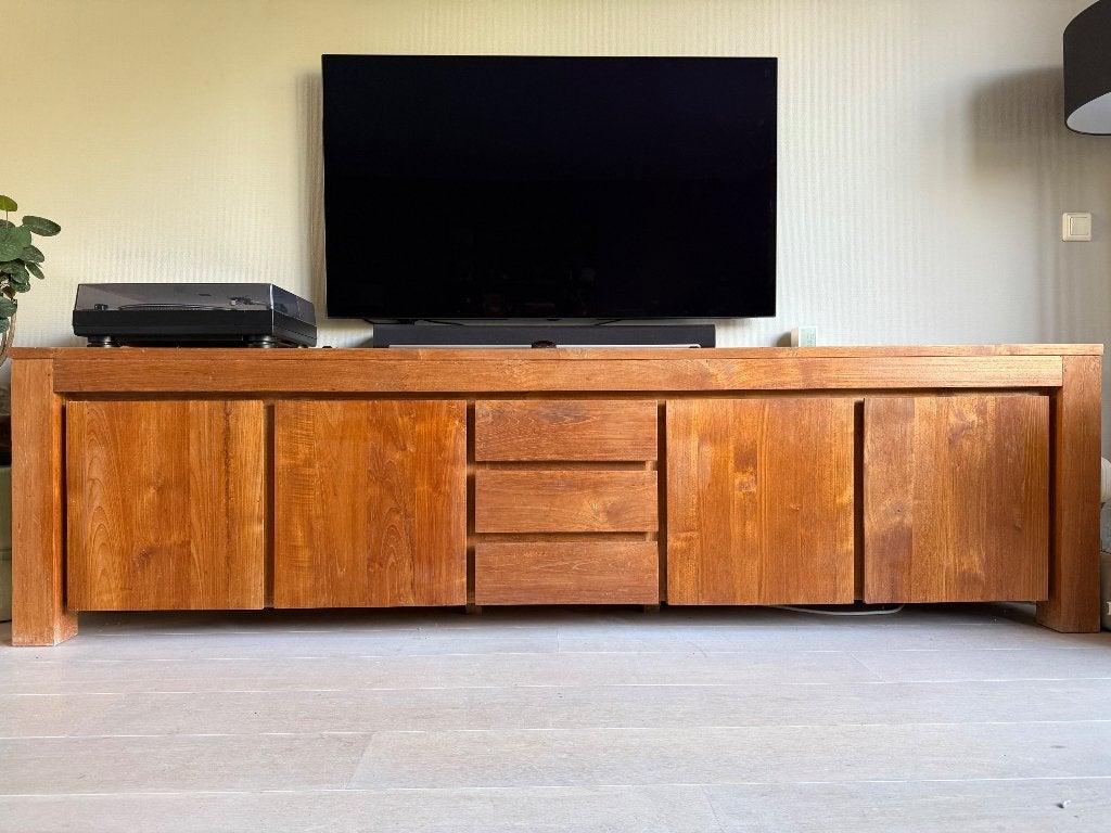 Dressoir van strak Teakhout, Ophalen, Gebruikt, Teakhout, Met lade(s)