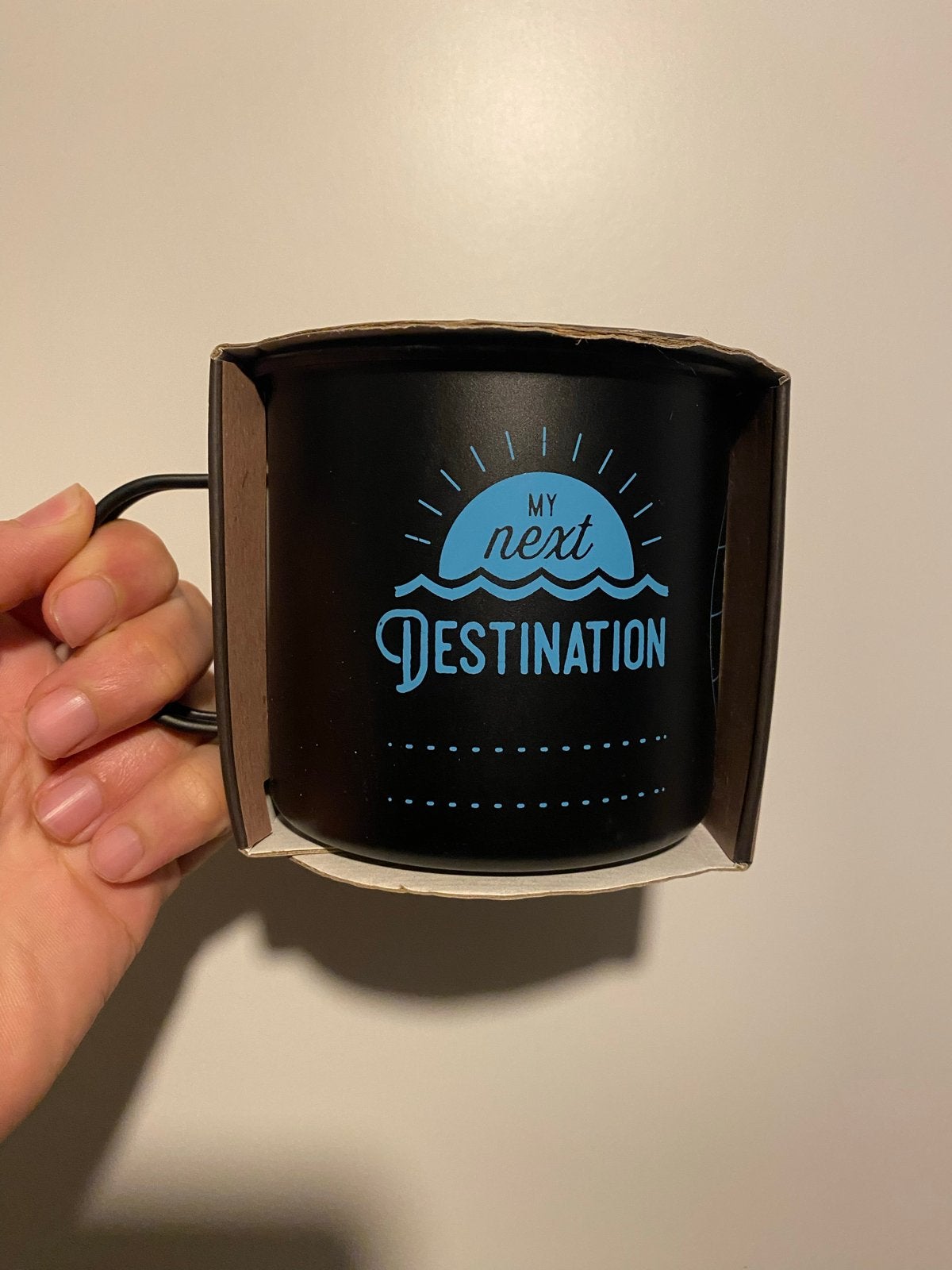 Ginger Fox 'My Next Destination' mok met wereldkaart, Ophalen of Verzenden, Nieuw, Zwart, Modern