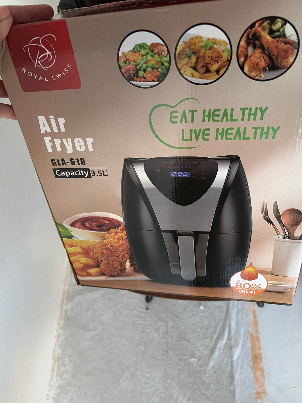 Royal Swiss Airfryer GLA-618 - 3.5L Capaciteit, Witgoed en Apparatuur, Ophalen, Nieuw, Airfryer, 1000 t/m 1499 gram