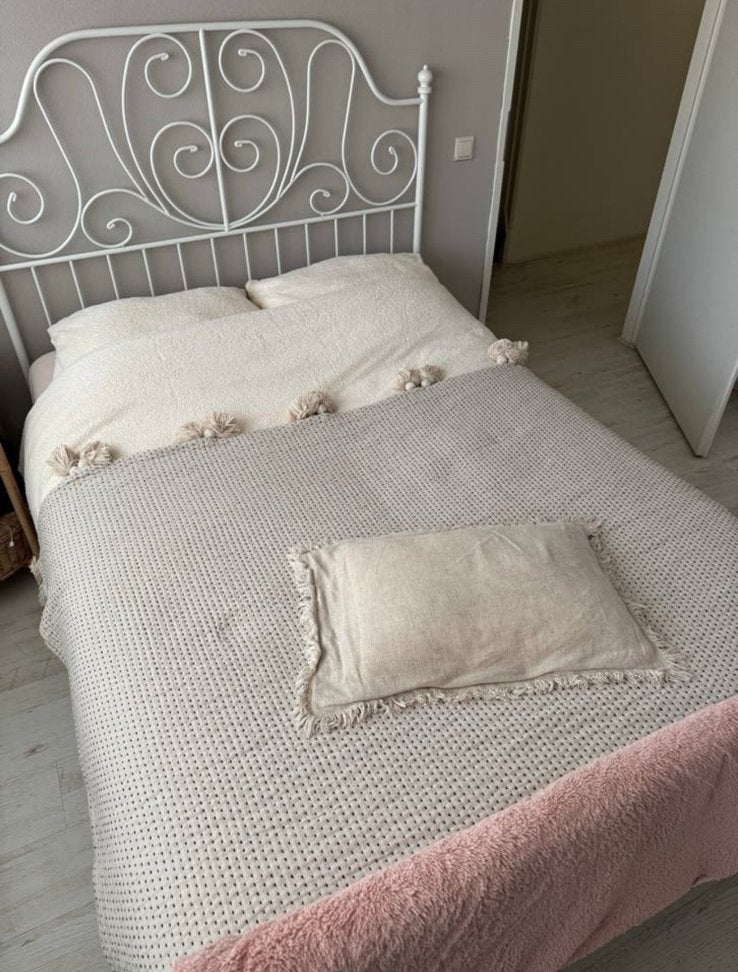 Metalen tweepersoonsbed, Ophalen, Wit, Tweepersoons, 140 cm