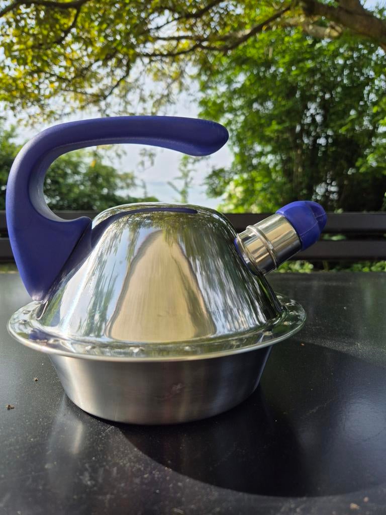 Retro Vintage Ikea fluitketel RVS UFO blauw, Verzamelen, Ophalen of Verzenden, Huis en Inrichting