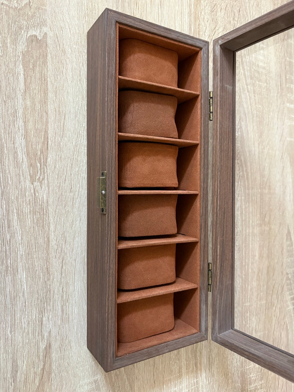 Luxe Horlogedoos voor 6 Horloges - Hout met Glazen Deksel, Sieraden, Tassen en Uiterlijk, Horloges | Antiek, Overige materialen