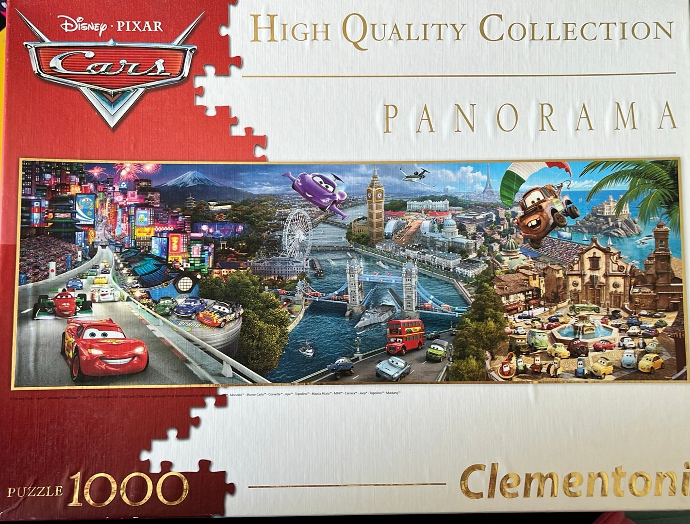 Legpuzzel 1000 stukjes Panorama Cars Clementoni, Ophalen of Verzenden, 500 t/m 1500 stukjes, Zo goed als nieuw