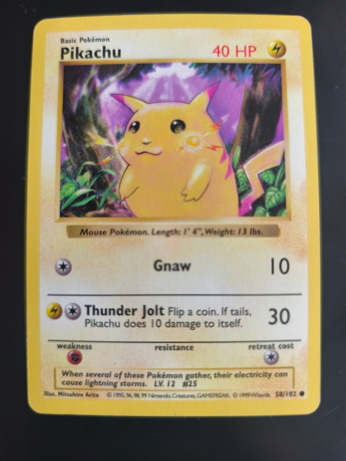Pikachu 58/102 Shadowless Base Set Pokémon Kaart, Ophalen of Verzenden