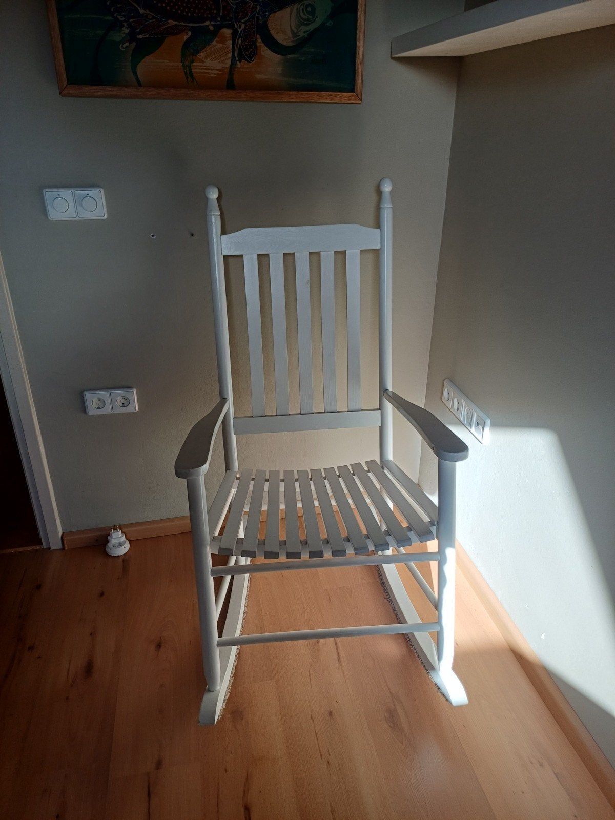 Witte schommelstoel, Huis en Inrichting, Ophalen, Wit, Zo goed als nieuw, Eén