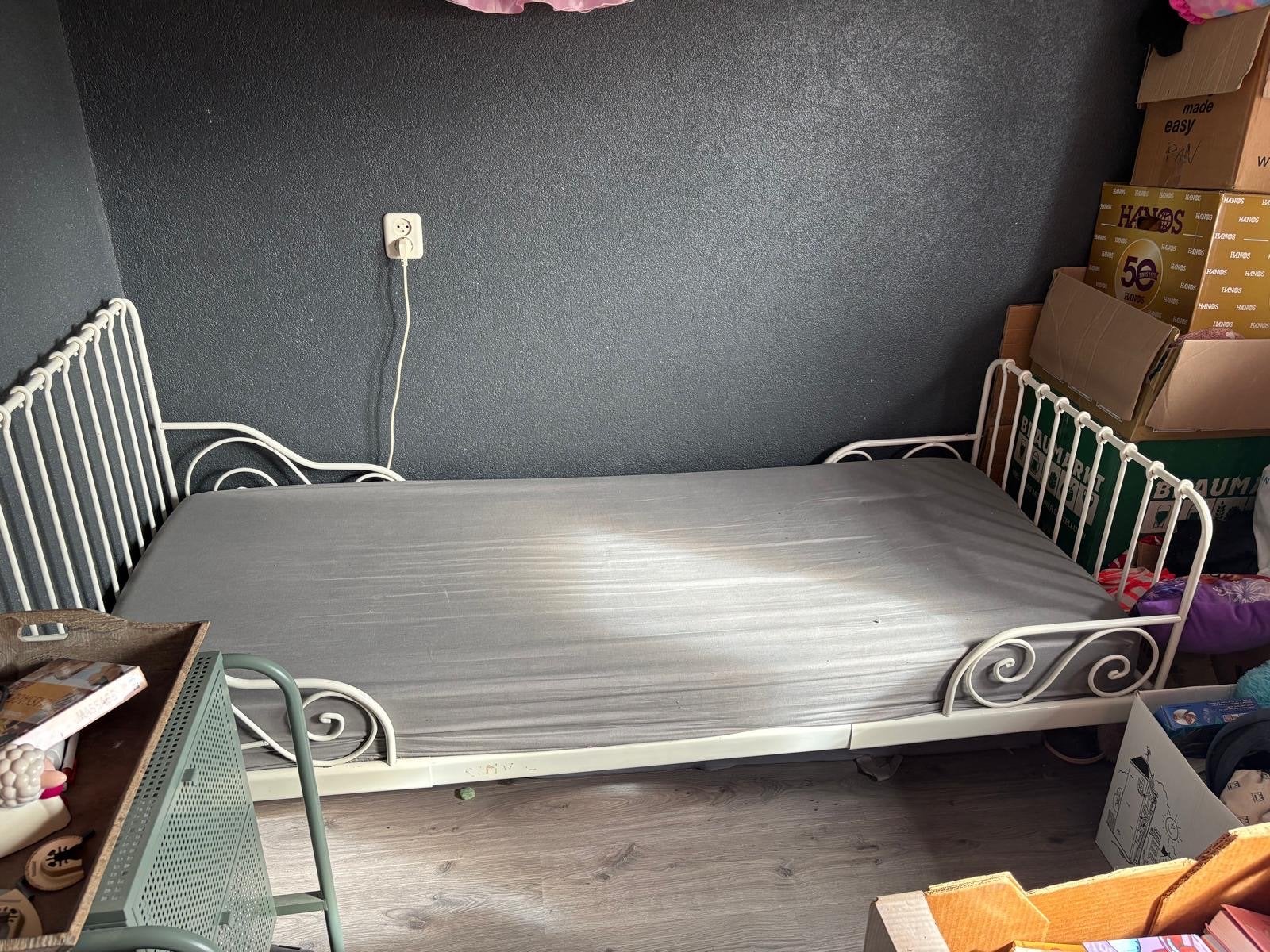 IKEA Minnen uitschuifbaar bed - Wit metaal, Ophalen, Eenpersoons, Wit, 80 cm