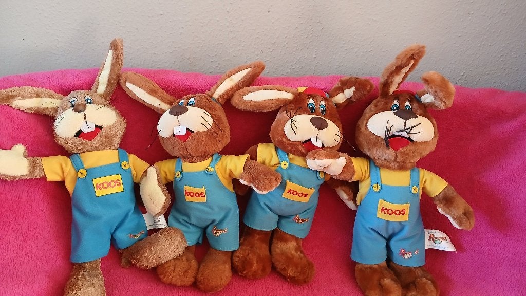 4x KOOS KONIJN MASCOTTE VAN ROOMPOT, Ophalen of Verzenden, Zo goed als nieuw, Konijn