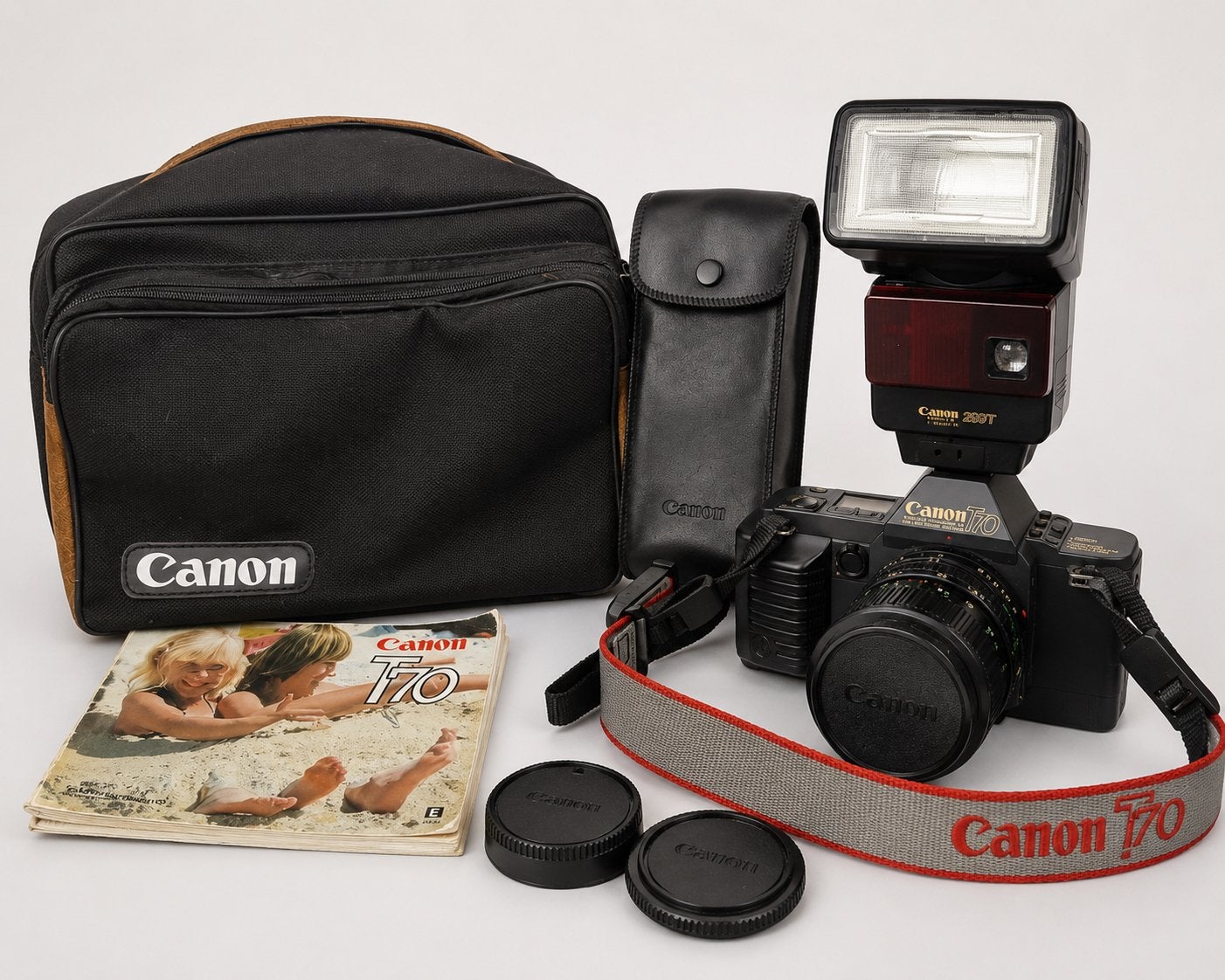 Canon T70 camera set compleet met flitser en tas, Audio, Tv en Foto, Ophalen of Verzenden, Gebruikt, Spiegelreflex, Canon